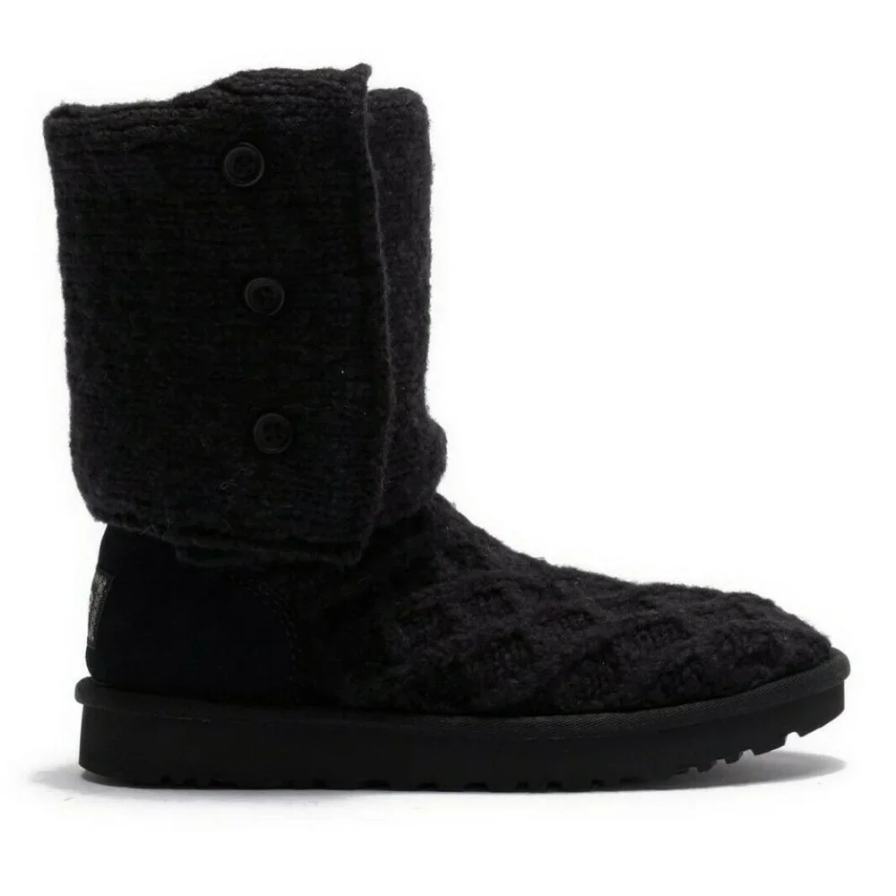 UGG Australia Kids Girls Size 13 Black Lattice Cardy Knit Boot